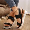Sandali Zeppa Donna 2026 Moda Estiva Tessuto Paillettes Sandali Piattaforma Donna Comodi Leggeri Antiscivolo Casual Spiaggia Sandalias