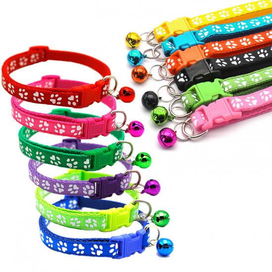 Pet Patch Colorful Collar Puppy and Cat Collar Cat Collar with Paw Print and Bell Cat Buckle Collar