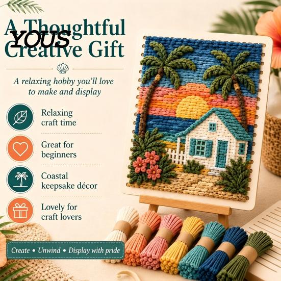 Handmade Yarn Art Craft DIY Fabric Weaving Painting Kit, Halloween Christmas Crochet Kit Decor Projects for Decoration, Beginner Project Set Supplies
