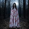 Scary Halloween Costume for Women Blood Print Women, Apron, Hooded Detailed Palm Outfit Cloak, Stockings Outfits Cosplay Parties, Haunted House Events