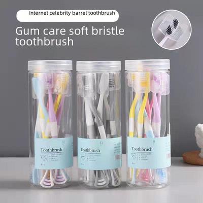 Douyin's Bestselling Toothbrush: Ultra-fine Dense Soft Bristles, Compact Wide Head, and Built-in Tongue Scraper for Gentle Oral Care.