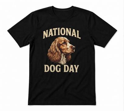 Happy International Dog Day Puppy Lover Pet Owner Graphic Tee Black T-shirt