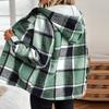 Women's Fashion Casual Loose-Fitting Long-Sleeved Plaid Print Hooded Jacket Baseball Jacket