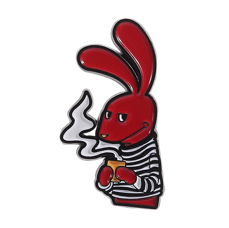 Humor Comedy Anime Movies Character Enamel Pins Cartoon Red Eared Rabbit Brooch Backpack Lapel Badge Jewelry Gifts for Friend