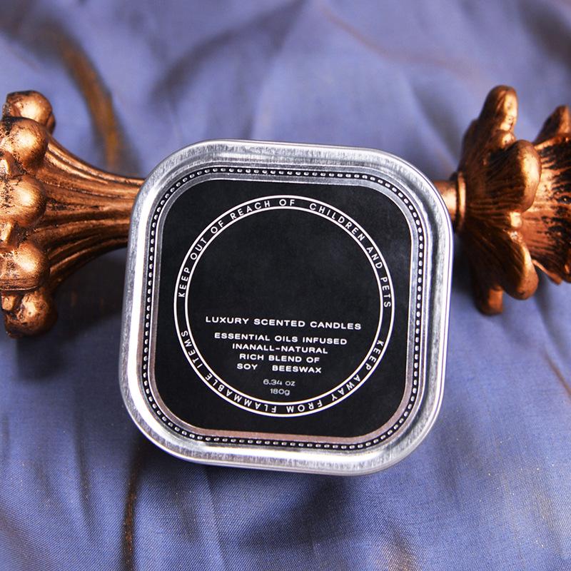 Aromatherapy Candle Square Series Metal Can Iron Can Gold Silver Retro Black Fragrance Light Fragrance Soy Wax Environmental Protection