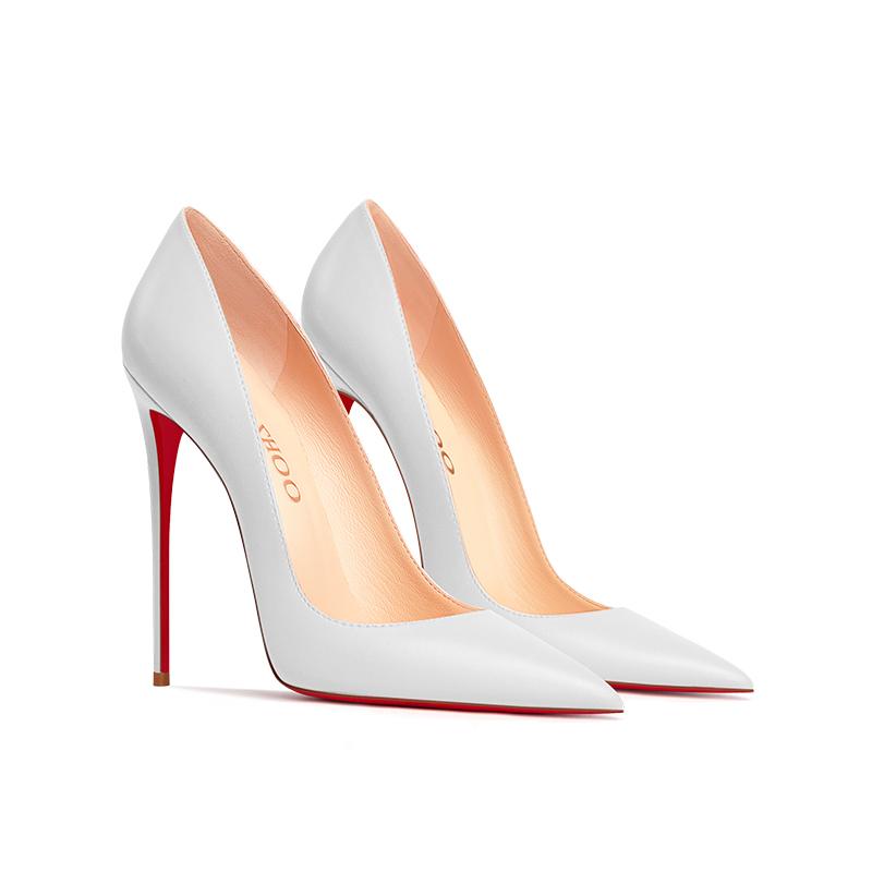 Fashion New pointed shallow mouth high heels with thin heels, matte fashion white commuting single shoes, soft sole size