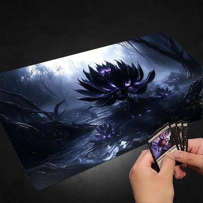 Gothic Lotus-Themed Magic Party Mouse Pad Playmat 24"X14" MTG TCG Office Desk Mat for Work Game PC Laptop Rug Carpet MousePad