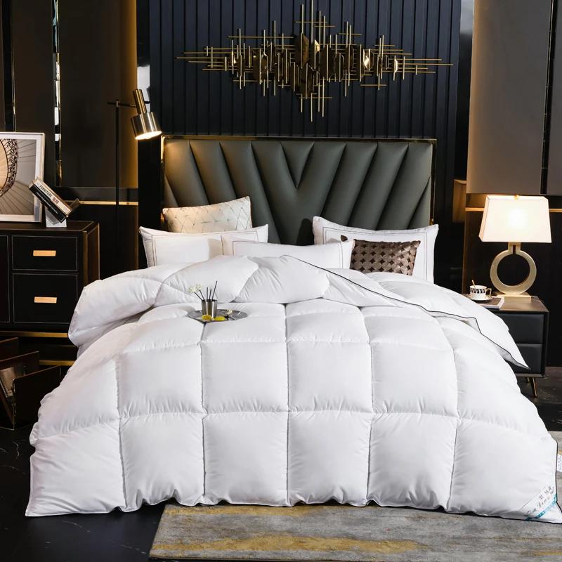 

Goose Down Duvet Comforter Quilted Perfect Comfort Double Single Size Winter Thick Blanket Solid Color Bedclothes 150x200cm 2kg білий