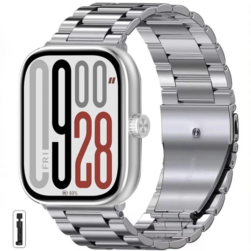 

Металлический ремешок для Redmi Watch 5/Mi Band 8 Pro Регулируемый браслет из нержавеющей стали для Xiaomi Mi Band 9 Pro/Redmi Watch 4 Ремешок для запястья For Redmi Watch 5 серебряный