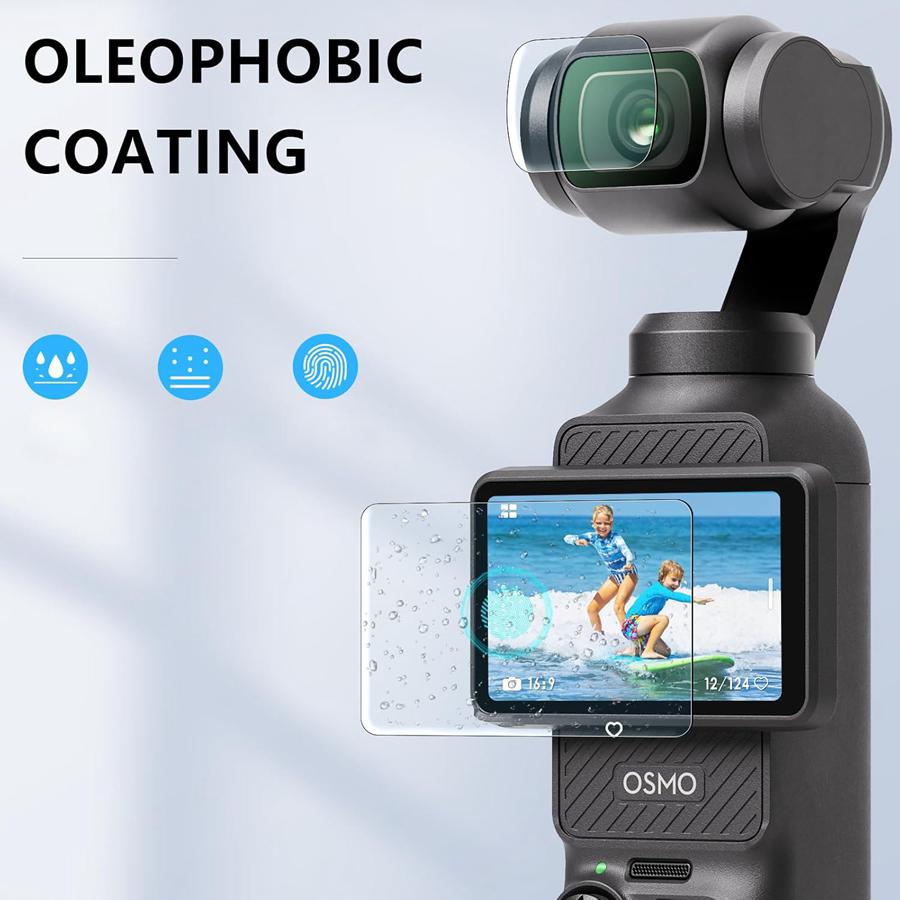 4 SZT. [2+2] Szkło Hartowane na Obiektyw + Folia Ochronna na Ekran do Kamery DJI Osmo Pocket 3 Pokrowiec ze Szkła Hartowanego 0,3 mm Twardość 9H Odporny na Zarysowania [2+2 Szt.] Pocket3
