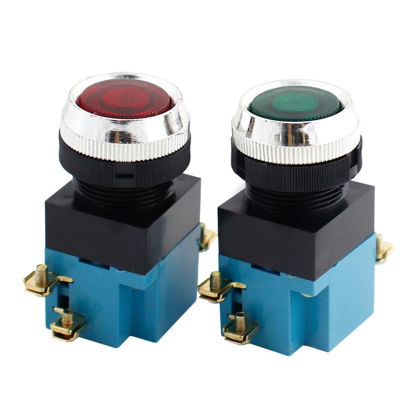 Momentary Push Button Switch 25Mm 5A 380V Circular Small Size Flat Round Red ,Green La19-11 Switch