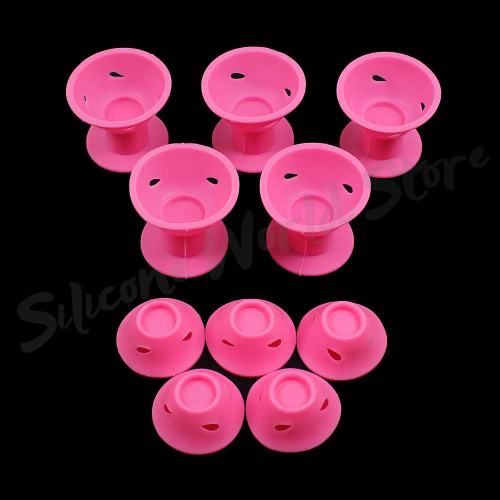 Silicone World 10PCS Set Silicone Mushroom Hair Curler Rollers Hair Cylinder Twist Hair No Heat Hair Curling DIY Styling Tools