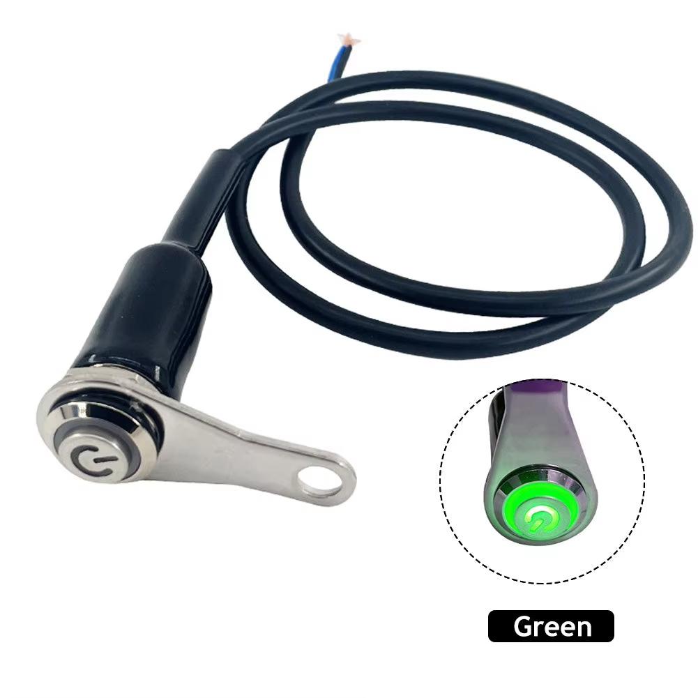 

Motorcycle Latching Push Button Switch Motorcycle Handlebar Mount ON OFF Button with LED Light Electric Bike Spot Light Switch зелёный