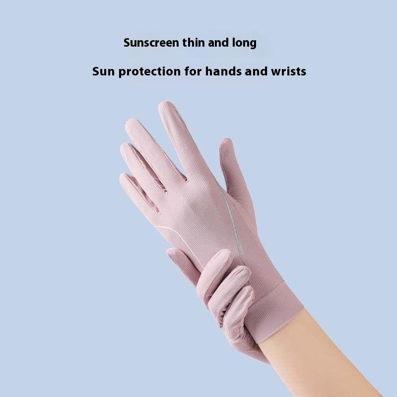 1Pair Sun Protection Gloves Sunscreen Breathable Anti-Uv Cooling Fabric Slip Gloves For Outdoor Cycling Driving