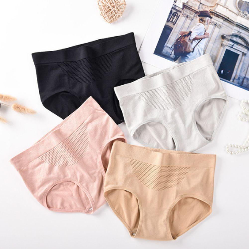 5PCS Panties Seamless Briefs Mid Waist Women Underwear Comfortable Simple Underpants Girls