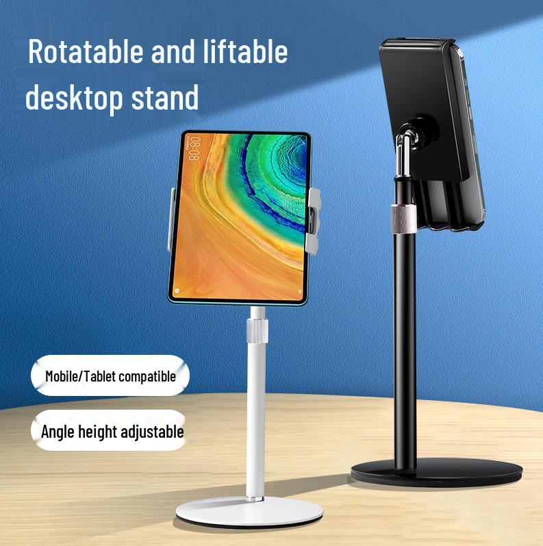 Adjustable Metal Telescopic Phone and Tablet Stand - Portable with Rotating Base