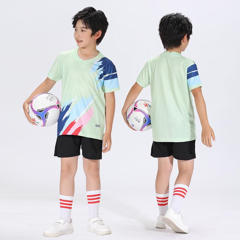Children's Football Jersey Sets, Boys' and Girls' Quick-dry Short-sleeve Training Elementary School Soccer Match Team Uniforms