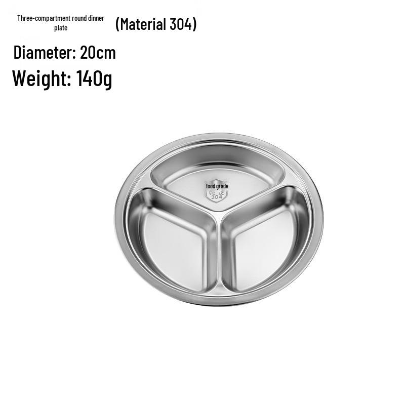 ShengJia 304 Stainless Steel Divided Round Kids Meal Plates (5-Pack)