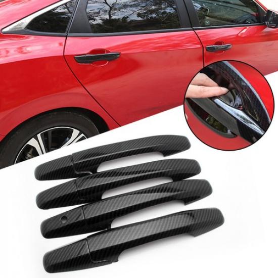 8PCS ABS Carbon Fiber Style Door Handle Cover Trim For Honda Civic 2006-2011 8th