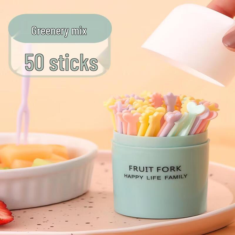 ZISIZ Disposable Plastic Two-Pronged Fruit Forks