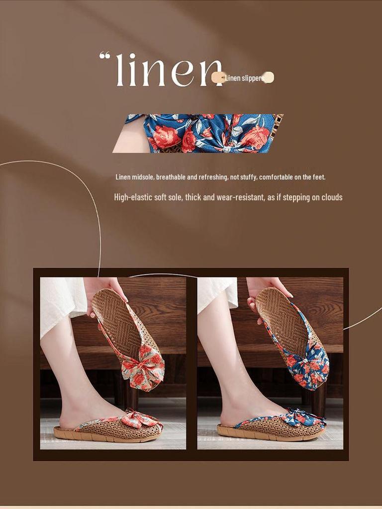 Bamboo Rattan Slippers: Breathable Indoor Summer Footwear for Men & Women