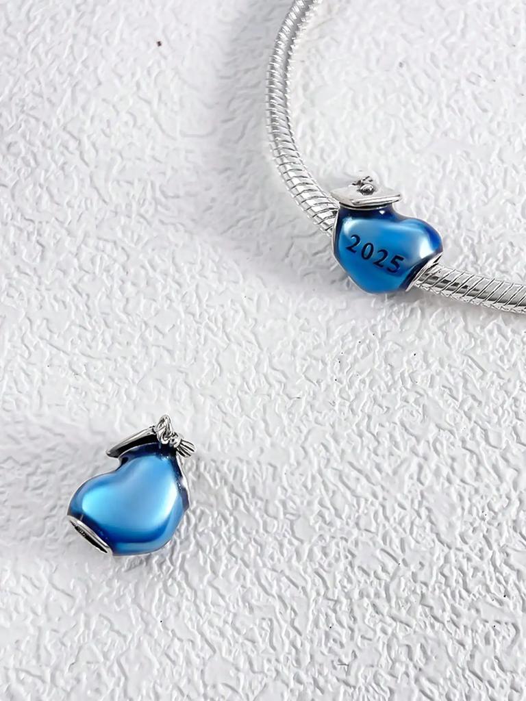 Copper Plated Original Charms Blue Valentine'S Day Love Beads Fit Bracelet Women'S Jewelry Gift