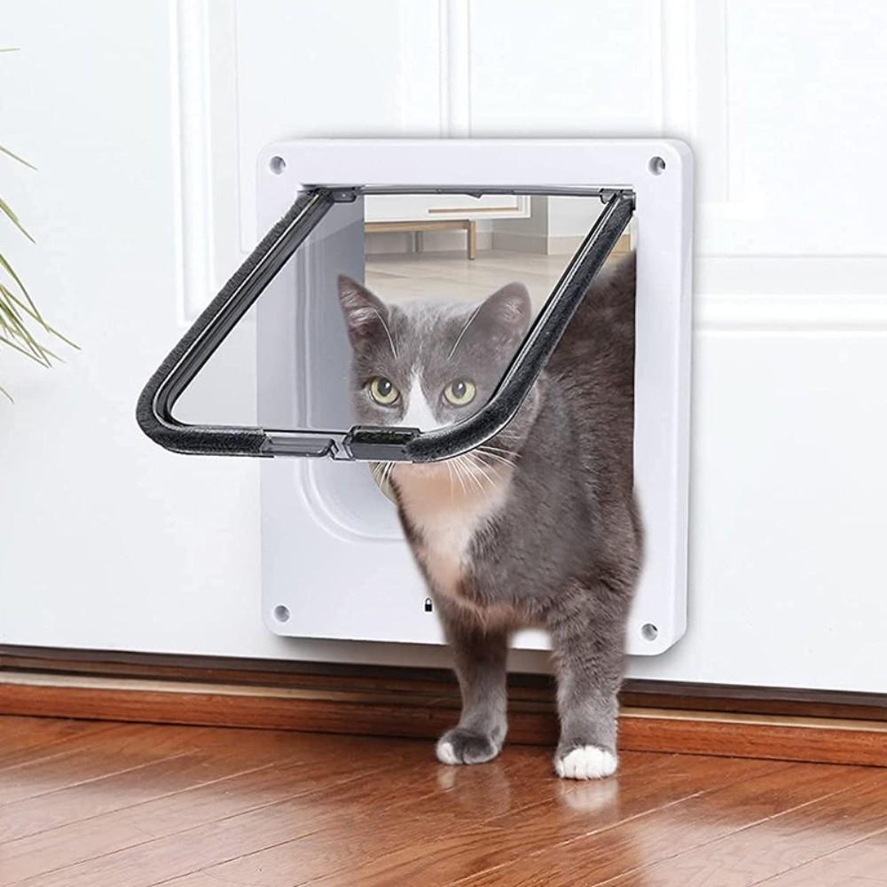 4 Ways Locking Self-Closing Pet Door ABS Dog Flap Door Cat Flap Door with Security Lock  Balcony