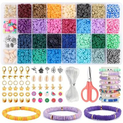 DIY Handgemachtes Perlenarmband Produktionsset, Weichtonplatten Perlen Buchstabenperlen Zubehör Set