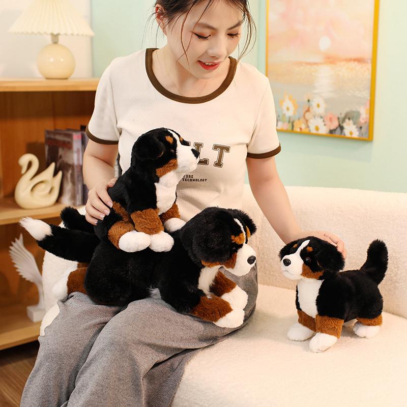 Like Real Bernese Mountain Dog Plush Toy Stuffed Animals Soft Cute Puppy Pet Doll Children Kids Girls Lovely Gift Room Decor