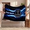 Everton FC Personalized Fleece Blanket With Football Logo, Custom Name Text Soft Warm Home Throw Blanket