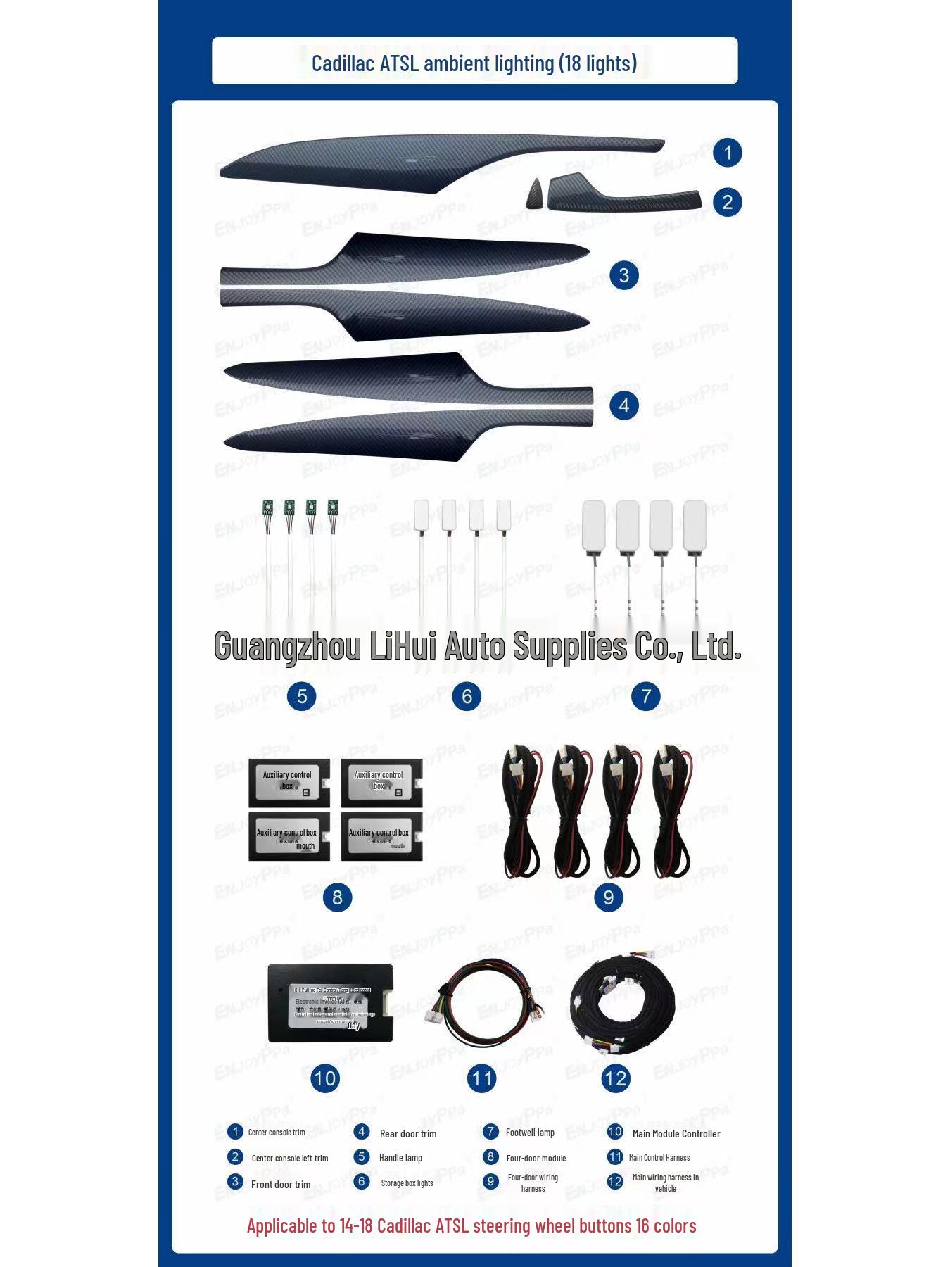 

Cadillac ATSL Ambient Light Replacement - 64 Color Interior Console Lighting