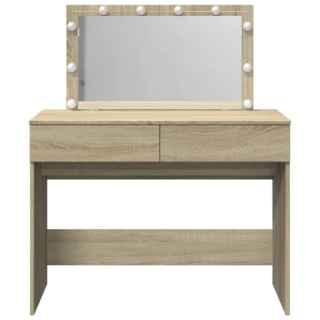 Vidaxl Toaletka Z Oświetleniem Led, Dąb Sonoma, 100X40X120 Cm