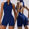 High Elasticity Zippered One Piece Jumpsuit Sports Fitness Workout Yoga Wear