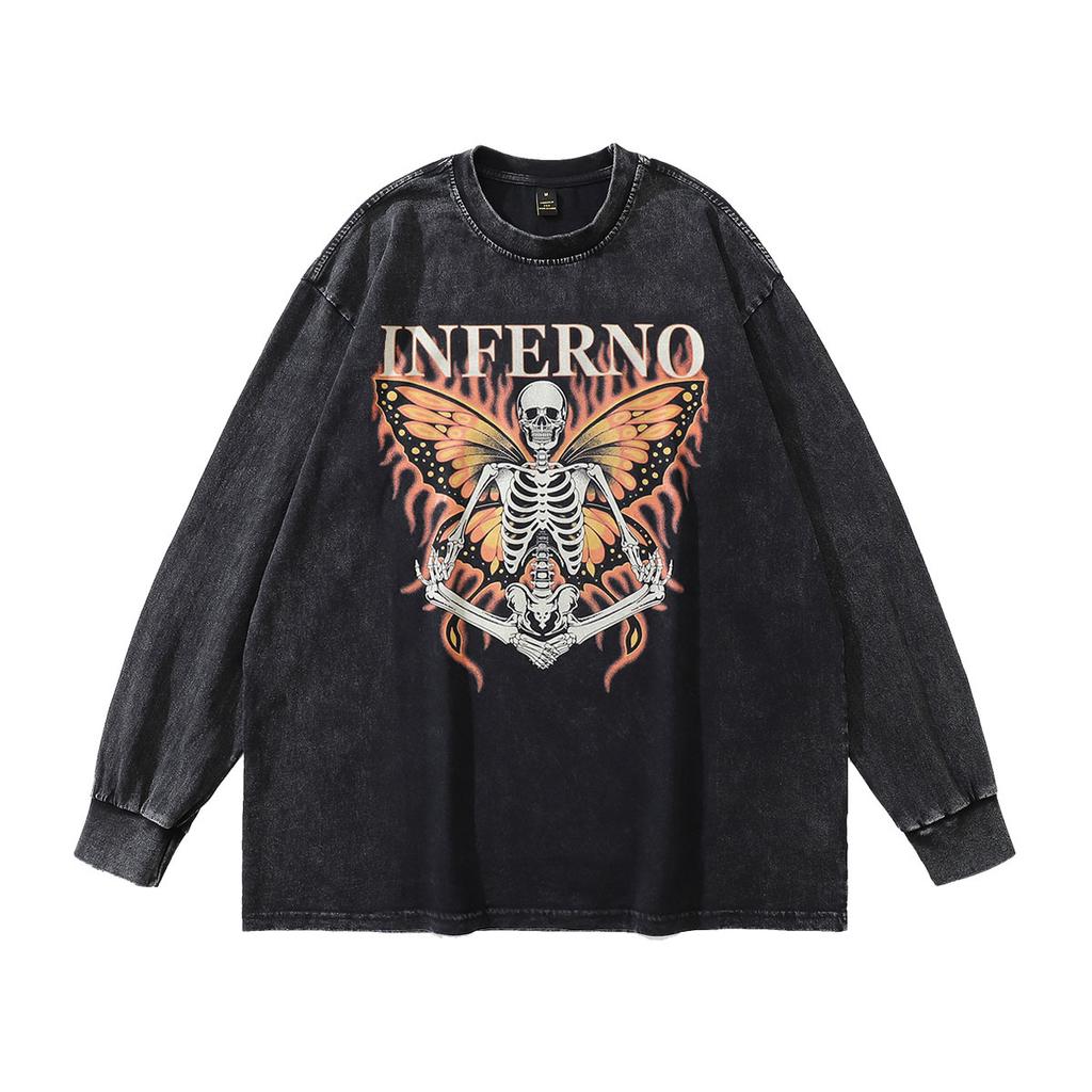 American Trendy Brand Punk Cartoon Print Spice Girl Long-Sleeved T-Shirt Men And Women Oversized High Street Tee