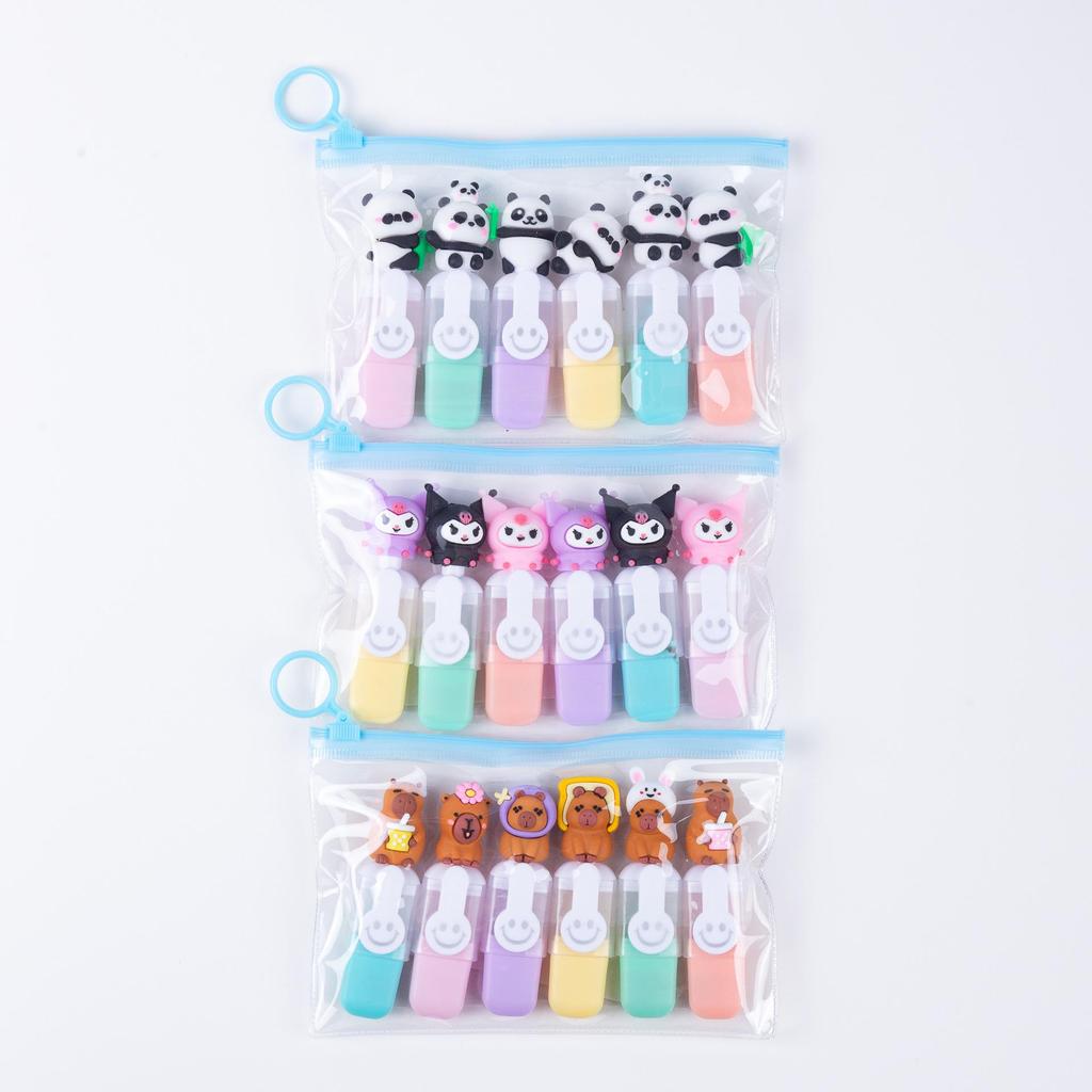 Set de 6 pixuri marker cu tematică de fructe, cu desene de capibare, pentru Crăciun