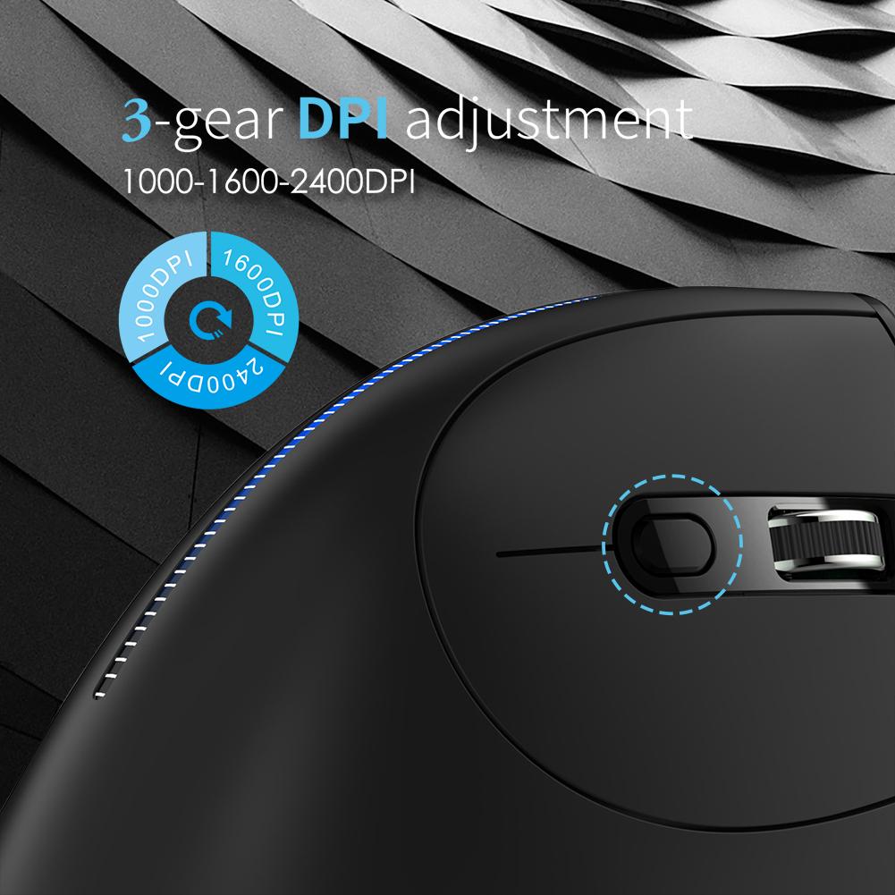 ZELOTES Ergonomic Vertical Mouse 2.4G 6 Buttons F-36A Optical Vertical Mouse 2400 DPI Adjustable Computer Accessories