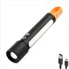 Telescopic Zoom Strong Light Flashlight With Side Lamp Camping Lamp  Camping