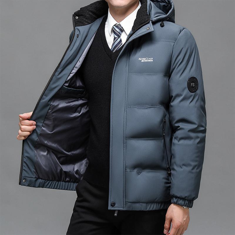 Dad Winter Coat Middle-aged Men's Fleece Thickened Down Cotton-padded Clothes Winter Grandfather Cotton-padded Jacket Middle-aged and Elderly