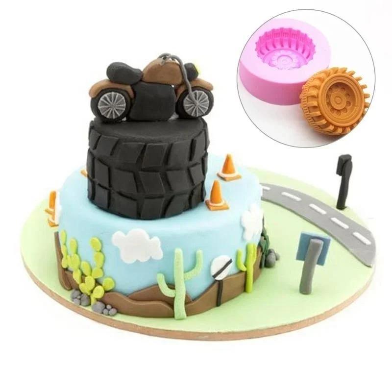 Creative Fashion Shape Tires Wheel Chocolate Cake Molds Food Grade Silicone Mold Fondant Cake Decorating Tools Accessories