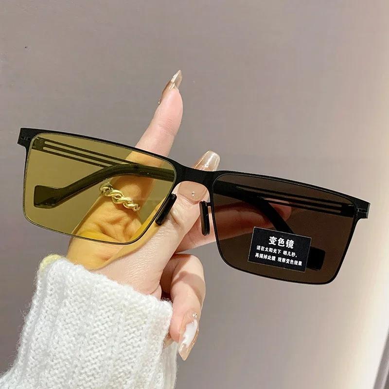 

Outdoor Driving Photochromic Sunglasses Square Classic Retro Women And Men Ultraviolet-Proof Travel Beach Uv400 Shades Eyewear