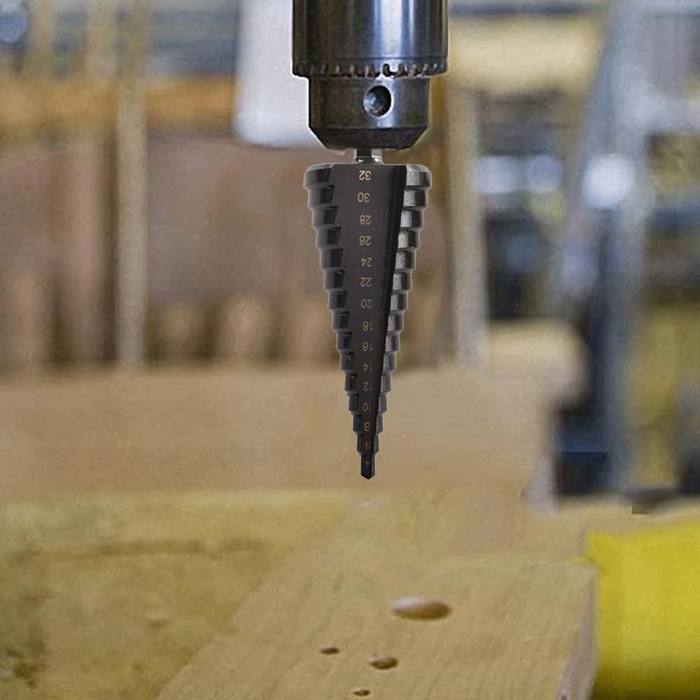 4PCS HSS Cobalt Stepped Drill Bit Set Practical Black Nitride Coated Metal Drilling Bits Kit for