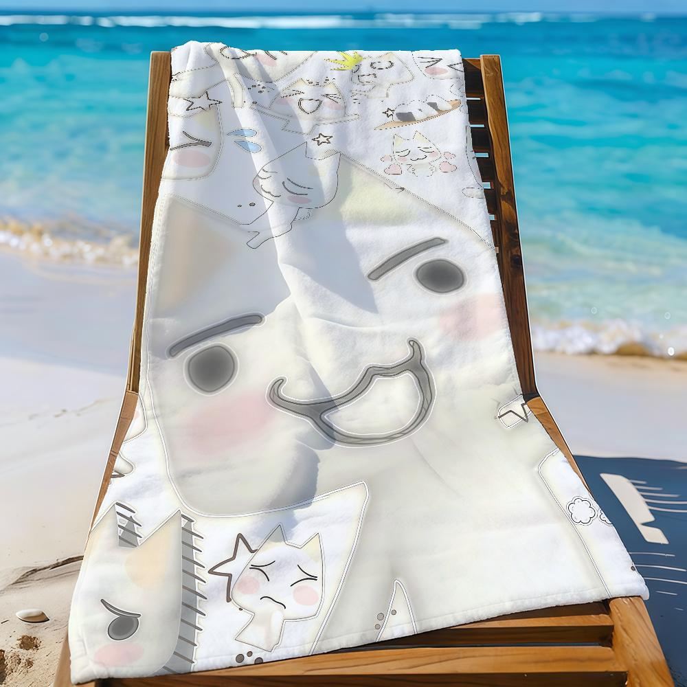 Cute Toro Inoue Cat Towel Beach Shower Bath Travel Lightweight Skin Friendly for Pool Camping Cruise Summer