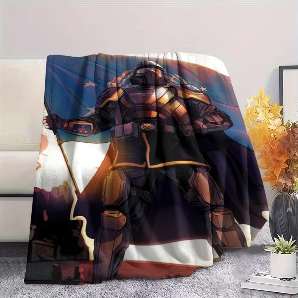 1 Stück Helldivers 2 Aufdruck Flanelldecke, Hohe Qualität, Bequem für alle Jahreszeiten, Heimdekoration, Wärme und Komfort, Perfekt für Weihnachtsgeschenke