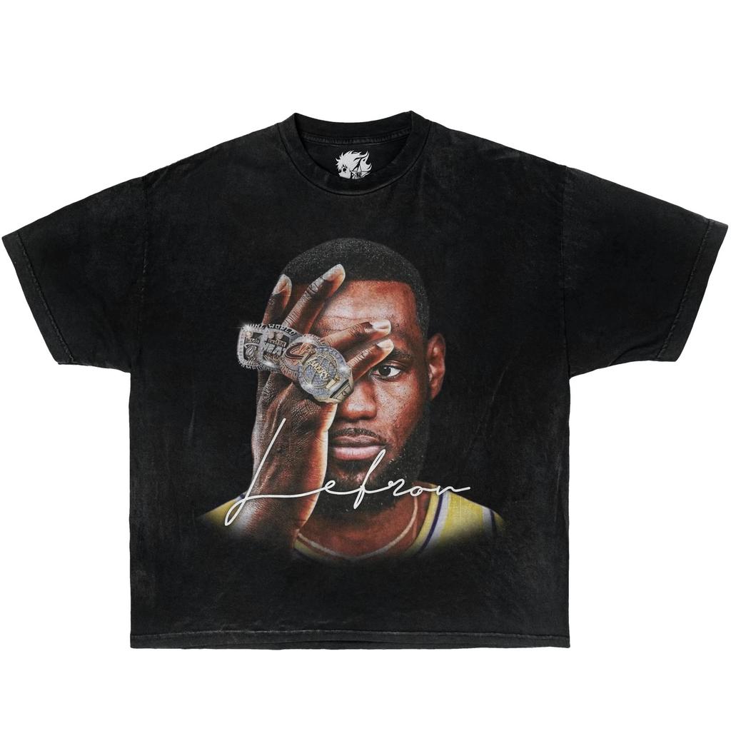 Lebron Šampionátové Prsteny Krabicová Vintage Košile Streetwear Tričko Y2K