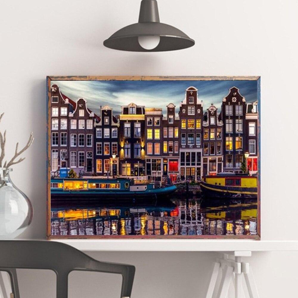 5D Diamond Painting City Kit Full Square Nový příchod Diamantové vyšívání Krajina Ruční práce Umění Drahokamy Domácí Dekor