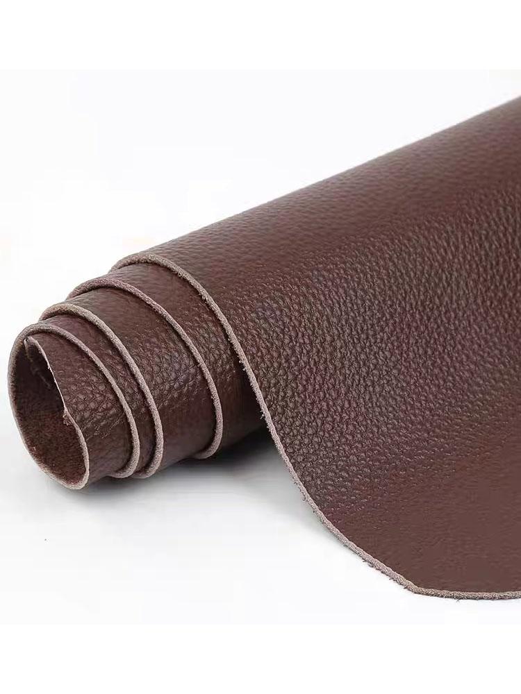 Brown cowhide lychee patterned soft leather fabric sofa seat headboard soft bag, whole head layer chestnut leather
