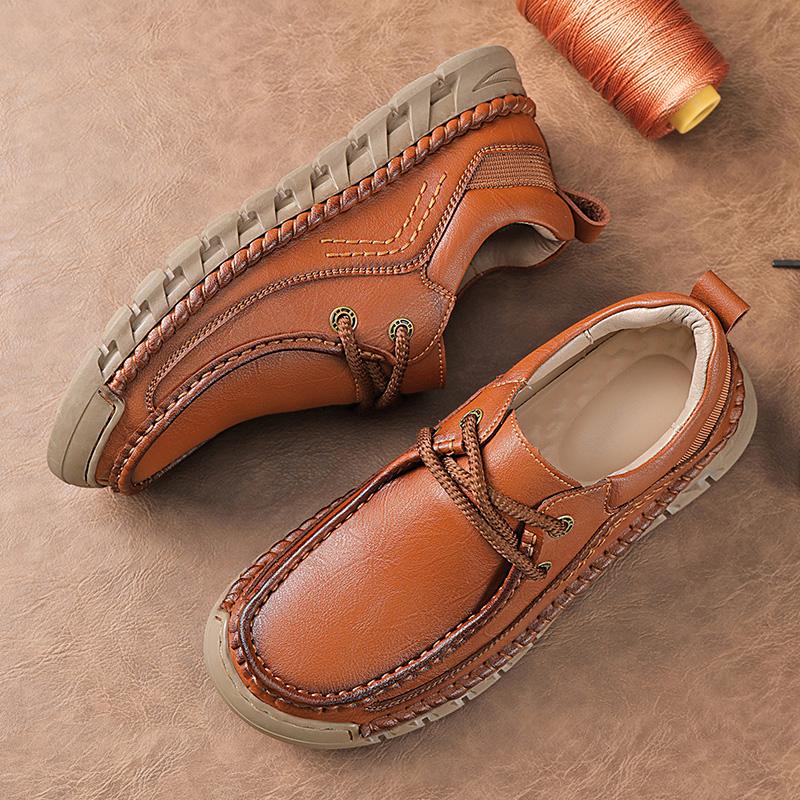 Fashion Genuine Leather Handmade Mens Shoes Vintage Outdoor Comfy Business Dress Shoes Men Breathable Office Sneakers Plus Size 38-46