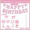 25 Pcs Pink Bow Birthday Party Decorations Glitter Happy Birthday Banner Garland Pink Hanging Swirls Bow Themed Party Decor Streamers for Girls Women
