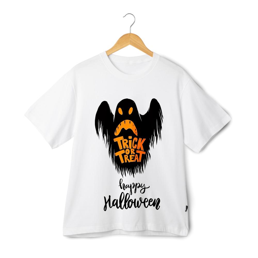 Halloween Ghost ''Trick or Treat'' Printed T - Shirt, Unisex Short - Sleeve Top