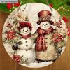 Vintage Wooden Christmas Sign with Snowman Pattern - Navidad Round Sign for Front Door, Wall, Room Hanging Decor - Ideal Memorial Gifts for Family